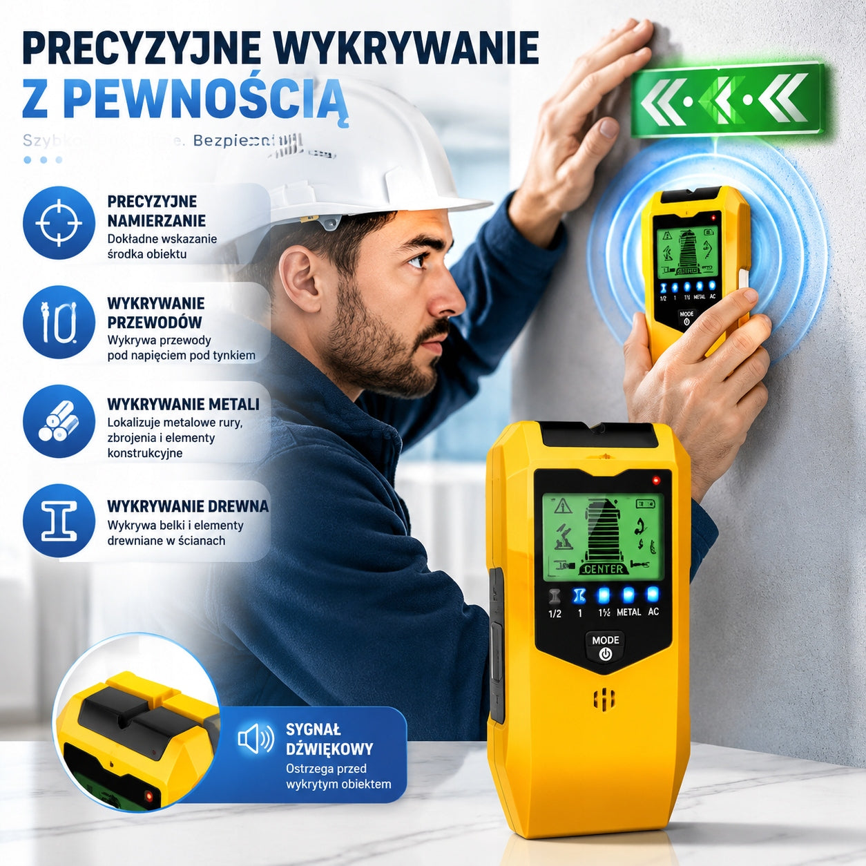 cable finder wire detector in wall electric current detector Maximum depth of measurement for iron and steel 60 mm