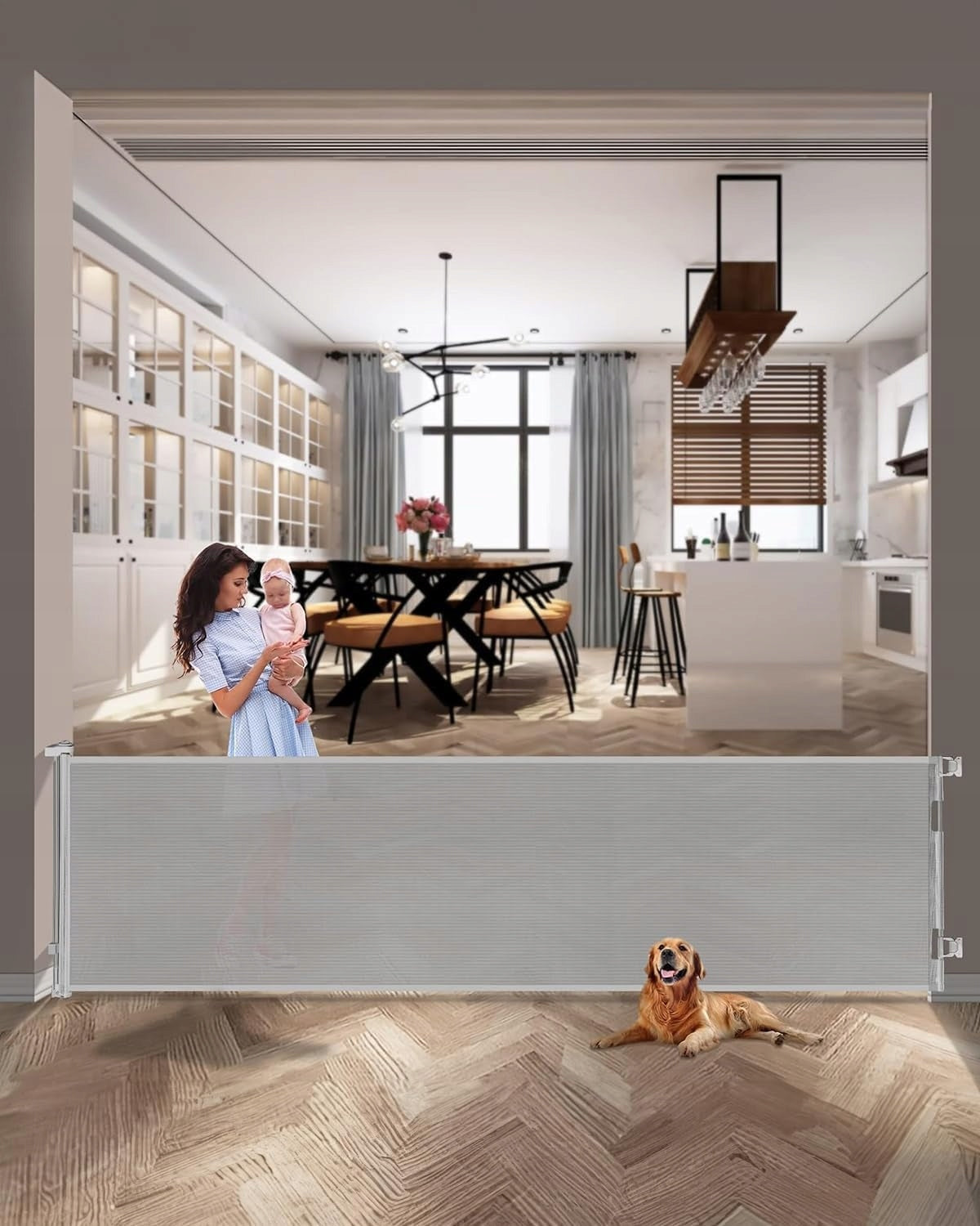 child safety gate for doors, stairs, mesh corridors