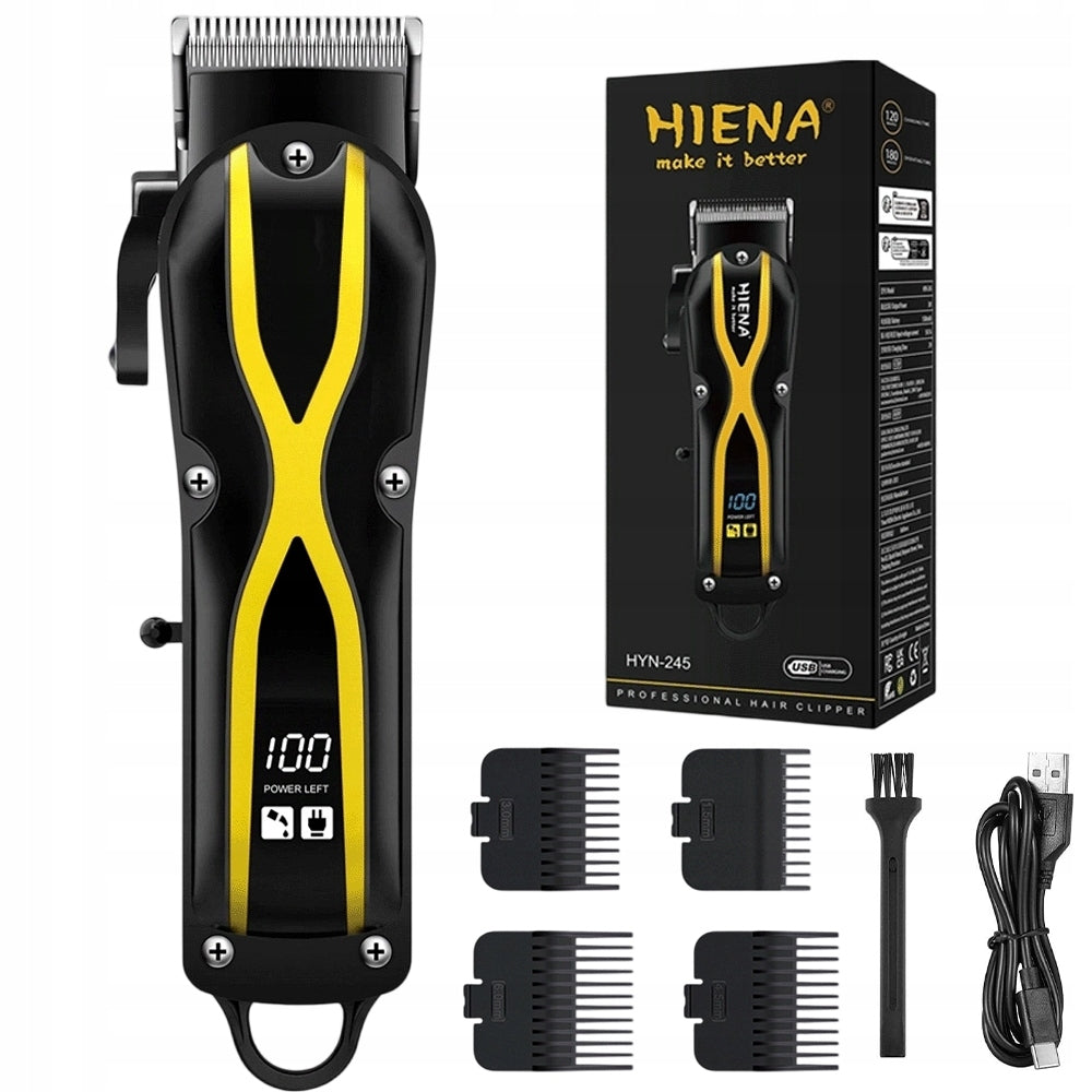 cordless hair clipper with display and 4 combs