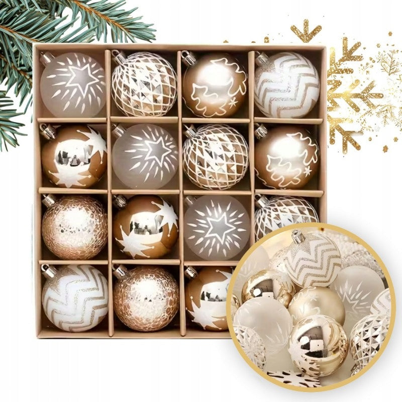 eCarla Set of Christmas balls 16pcs. gold balls 6cm decorated for Christmas tree