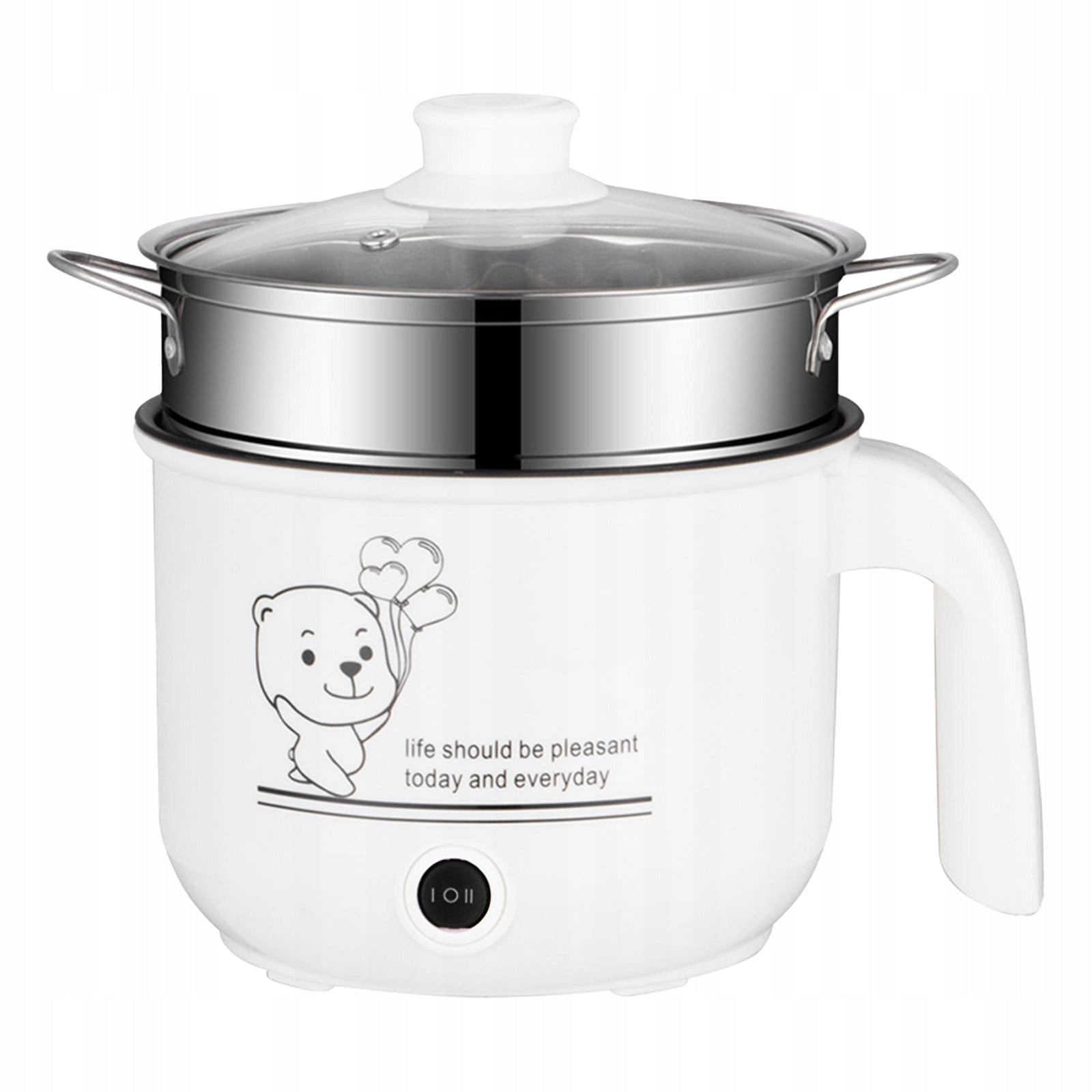 electric Hot Pot Nonstick Multifunctional 2 Gear with steamer White Brand no brand