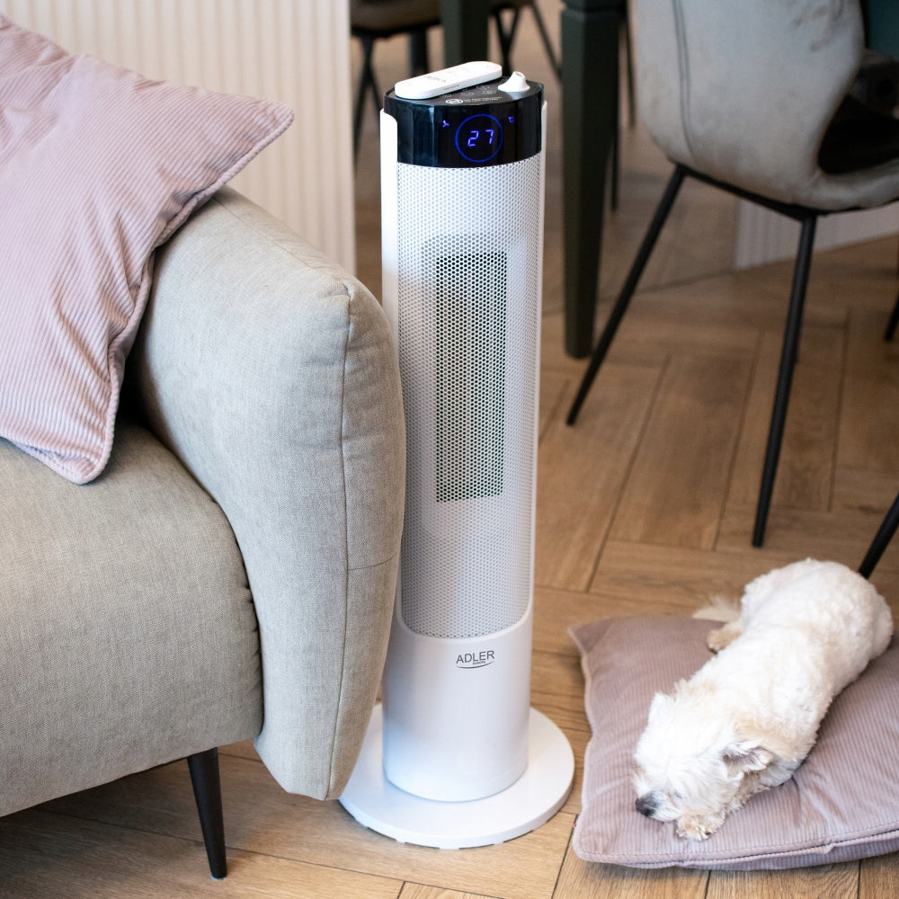 electric heater with remote control 2200W ADLER K1 Safety automatic shutdown if the device tips over anti-slip feet overheating protection