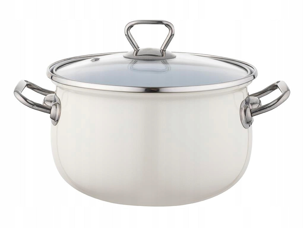enamel pot ENAMEL BLISS 22CM 4,8L with lid cream