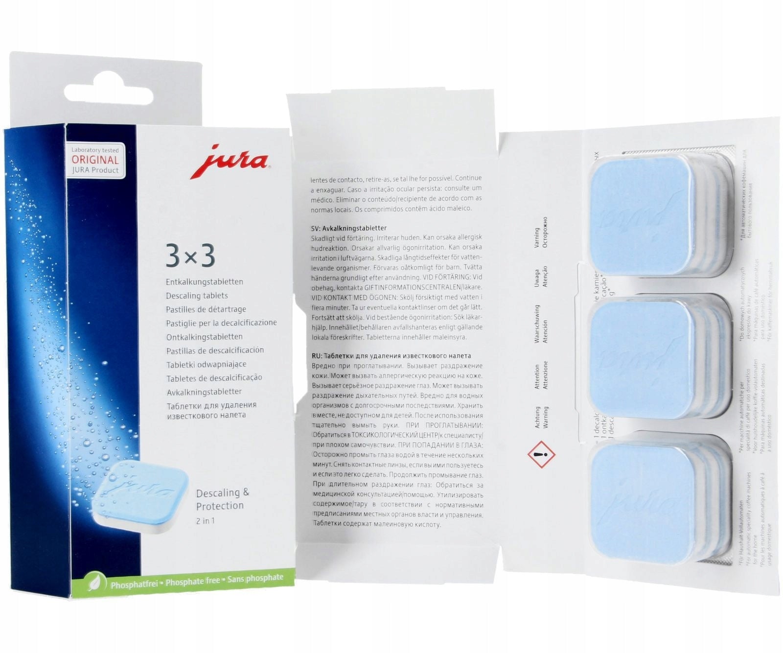 JURA nukalkinimo tabletės 9 vnt. + valymo tabletės 6 vnt. rinkinys