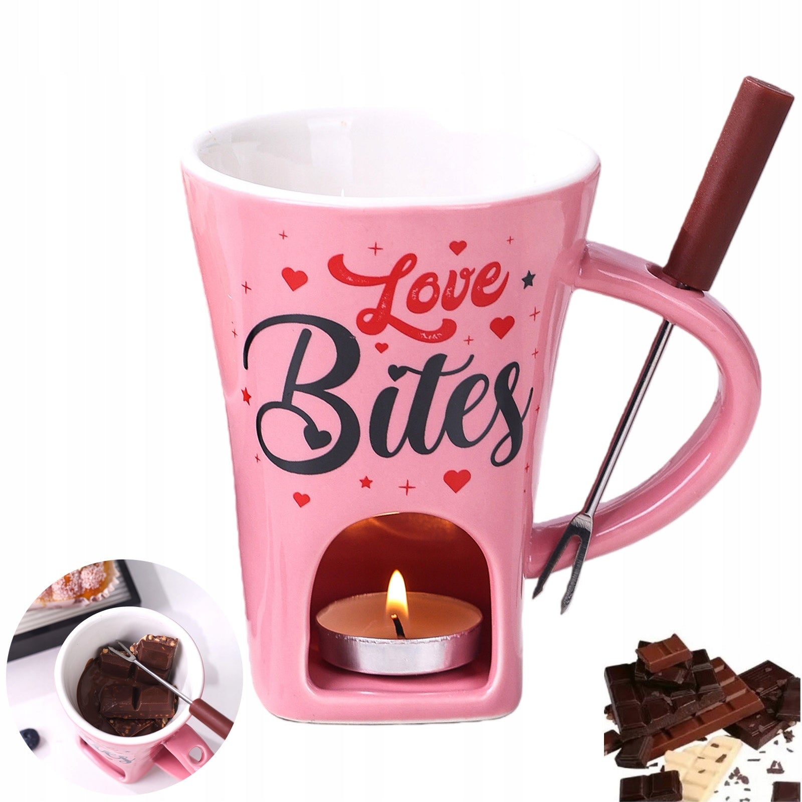 fondue mug chocolate melting pot Heating mug pink 155ml