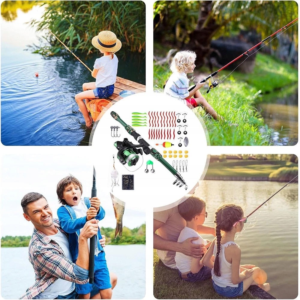 green telescopic FISHING ROD 1,8M SPORT AND TOURISM FISHING Model gsuujrty