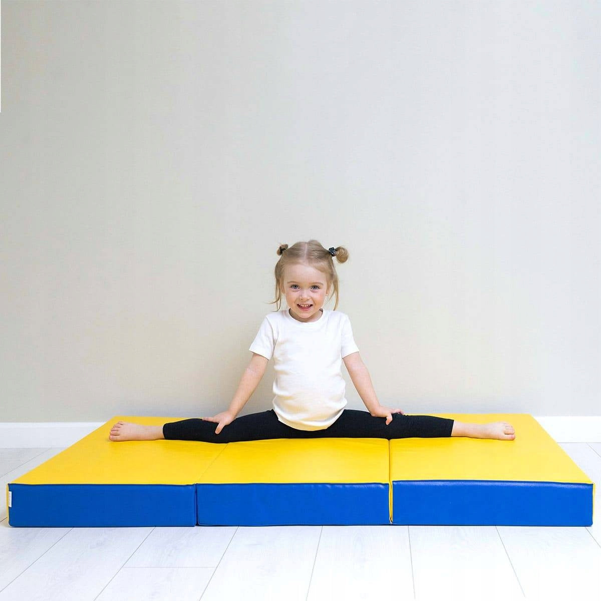 gymnastic mattress Comet 150x100x10 three-piece blue-yellow Length 150 cm