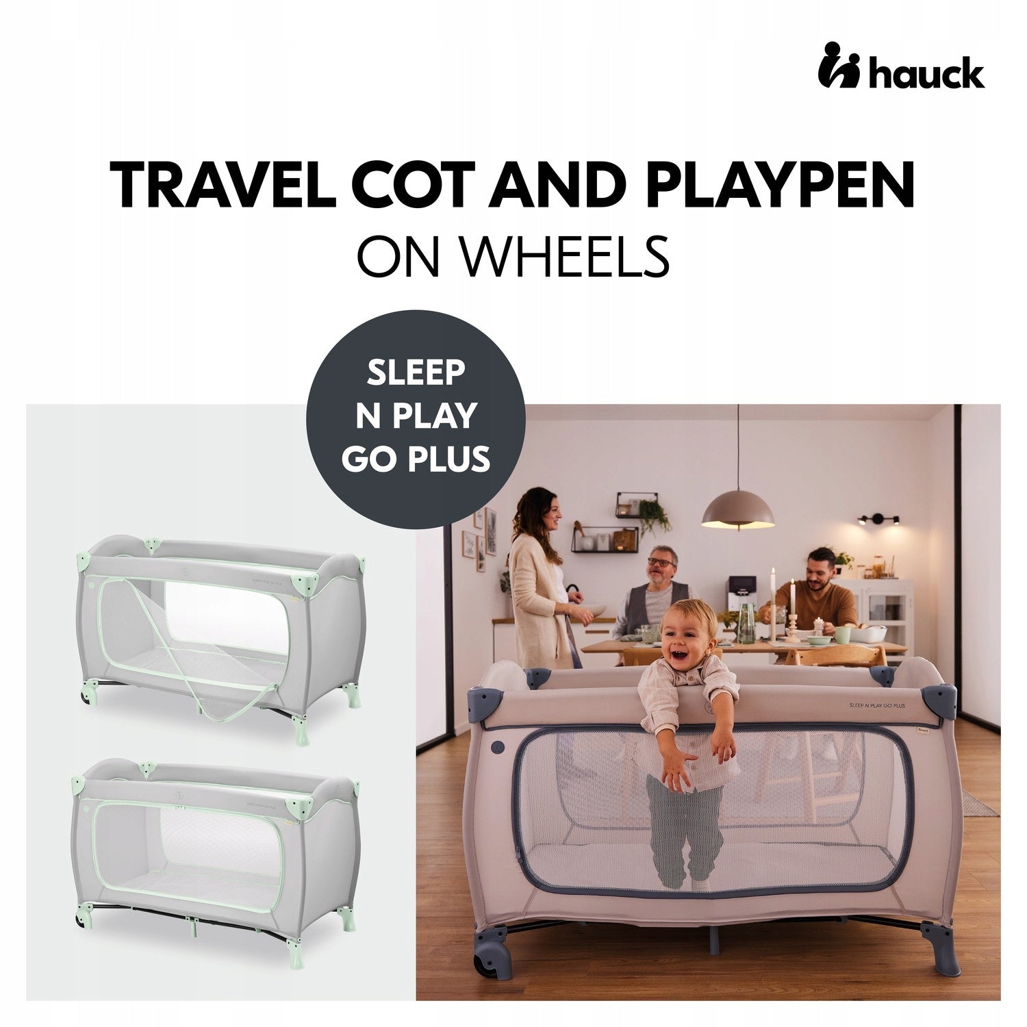 hauck Sleep N Play Go Plus Dusty Mint Travel Cot Brand Hauck