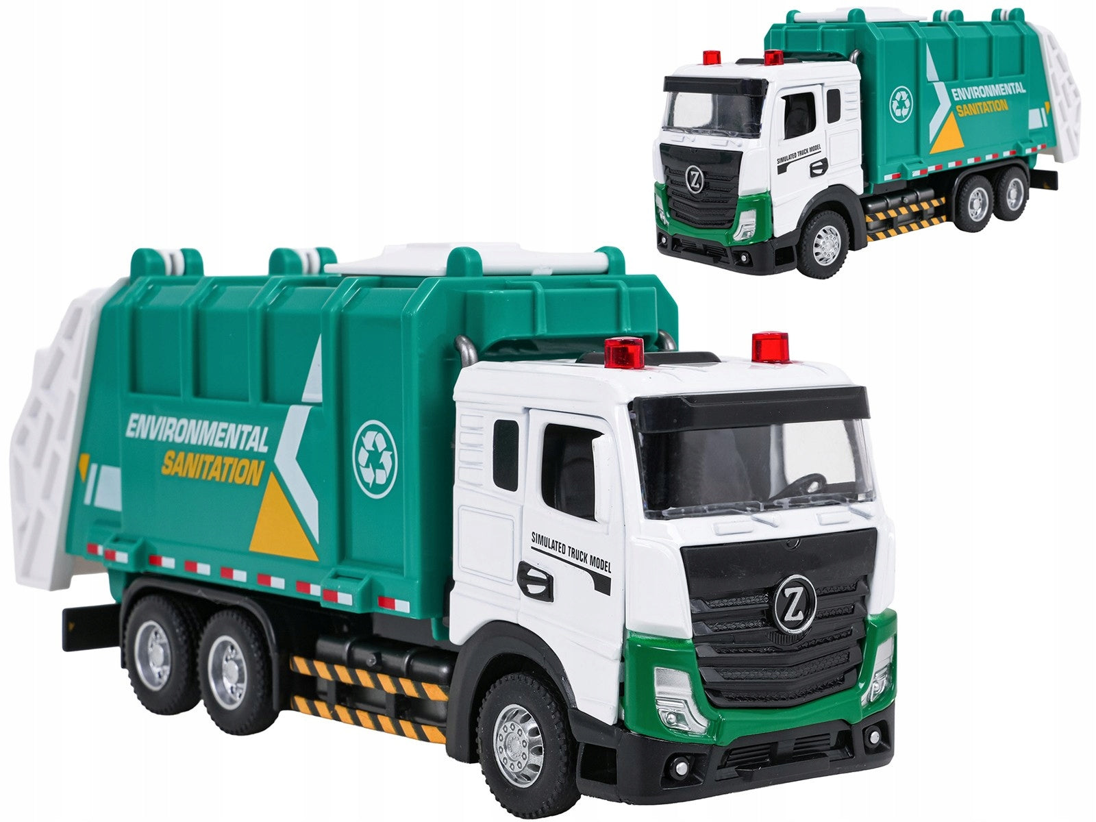 interactive GARBAGE TRUCK AUTO TOY lights sounds + rubber tires