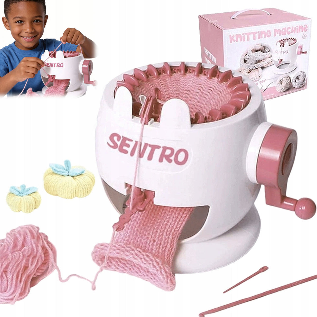 knitting machine white and pink 25x20cm diy scarves hats Packaging status original