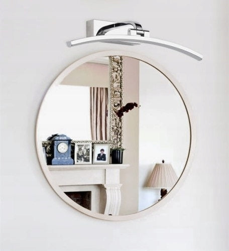 lighting for the bathroom above the mirror round on the wall sconce bent chrome
