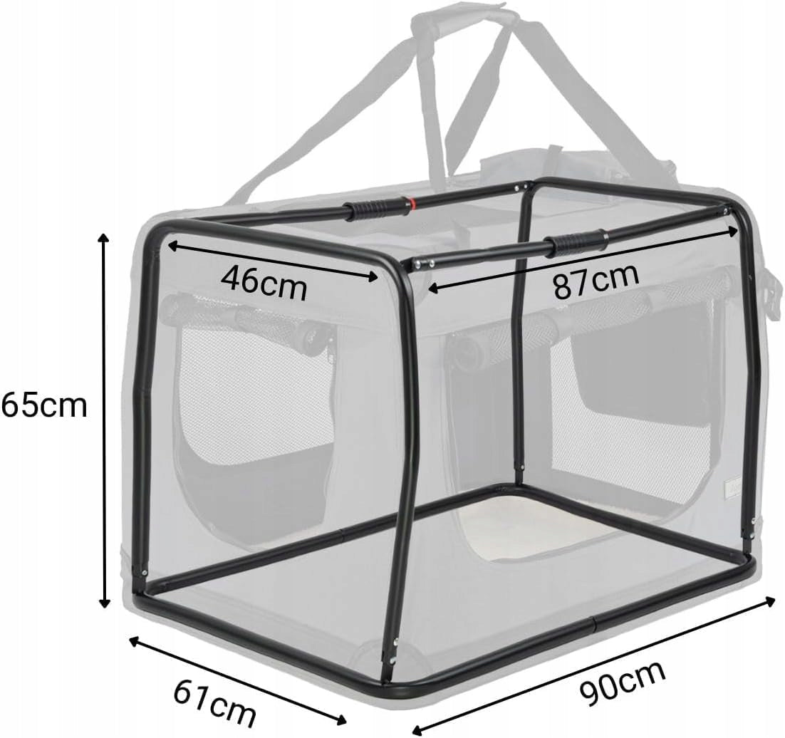 lionto Folding Transporter Playpen Cage for Dog and Cat 90x61cm Grey Color gray