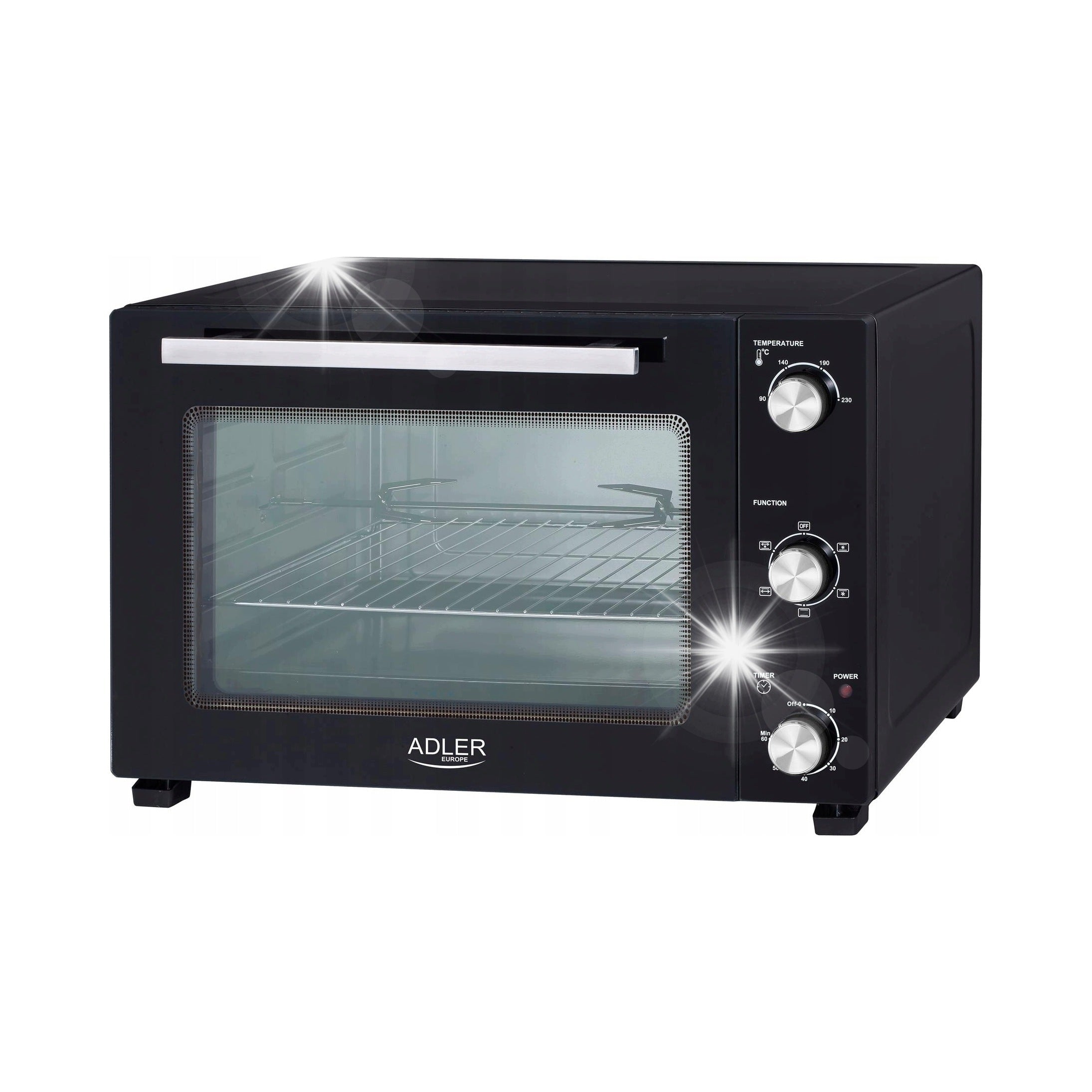 mini Electric oven BLACK 48L convection spit grate Adler AD 6026