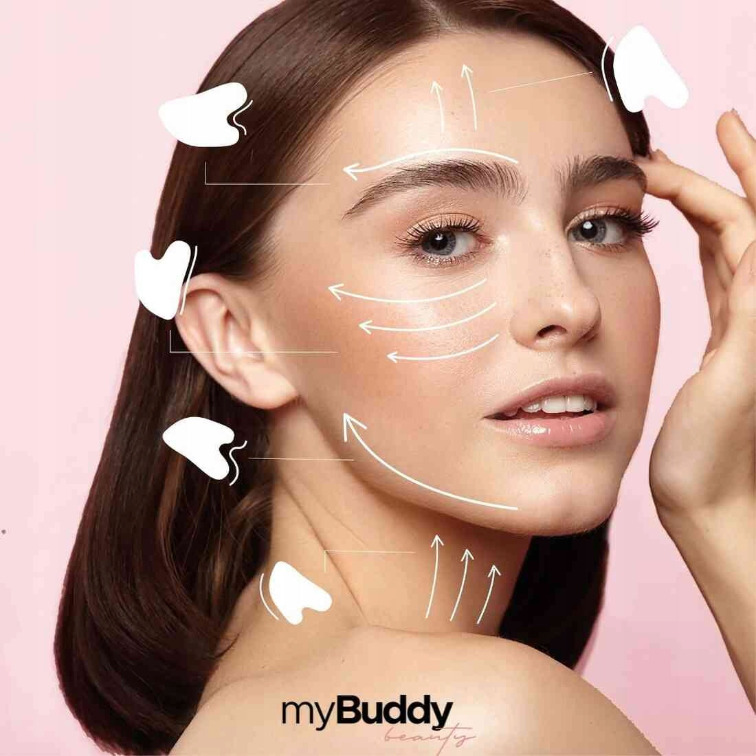 myBuddy Stone Gua Sha for Face Massage Pink Quartz Brand myBudyy