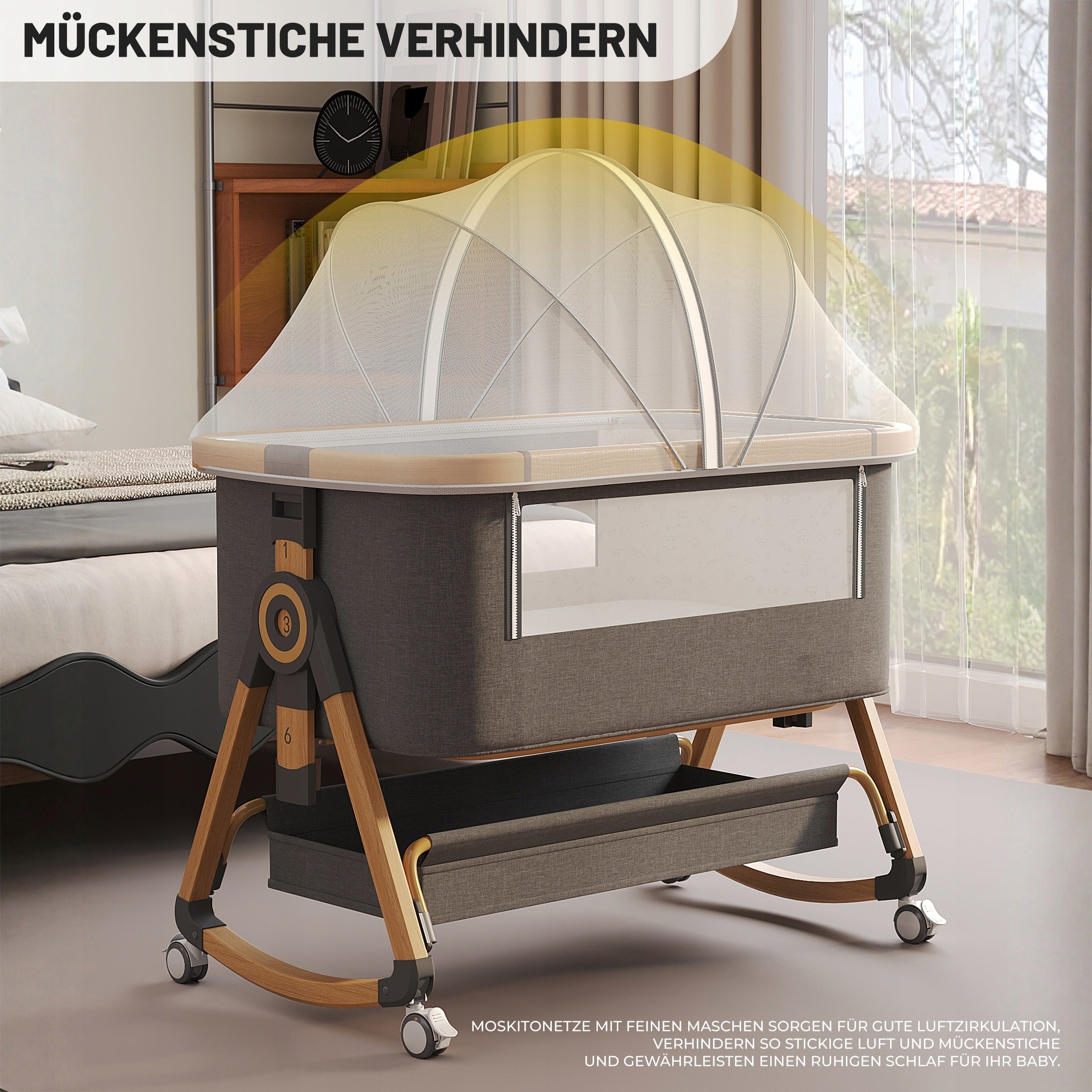 Łóżeczko dostawne, wolnostojące, kołyska 3w1 zestaw dodatków 92x52x71-83 cm Medical device no