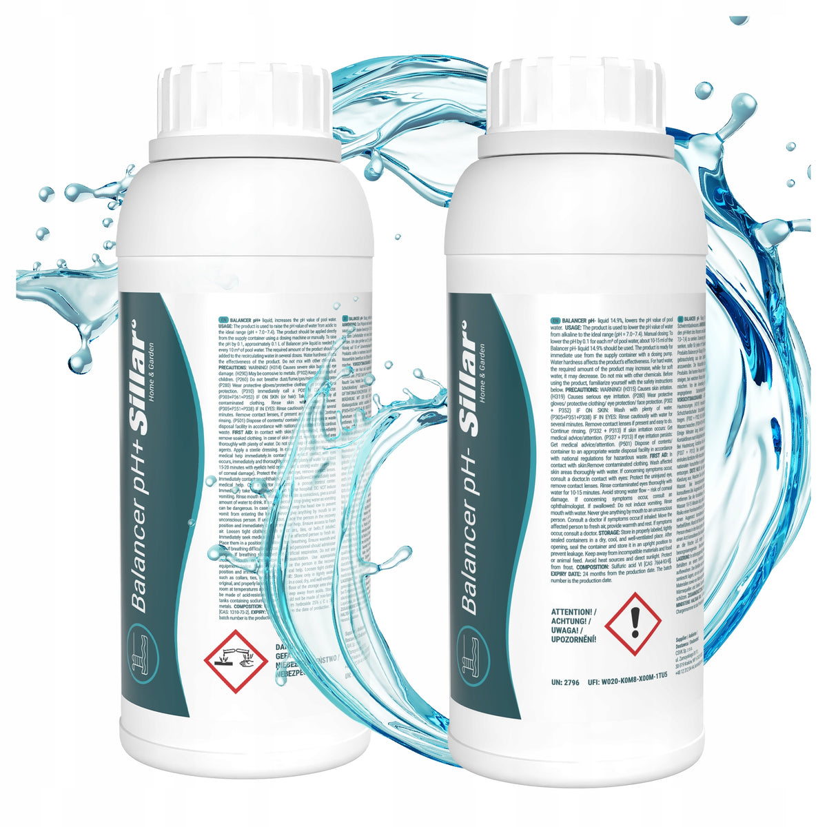 pH+ plus pH- minus 2in1 liquid chemistry for spa jacuzzi pool