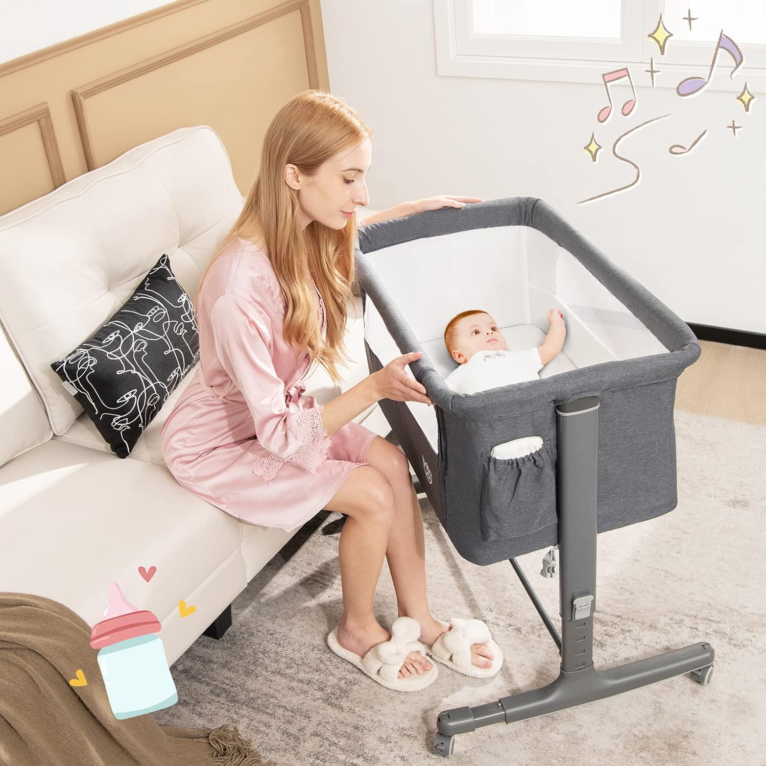 travel cot for newborns with carry bag (dark grey) Brand no brand
