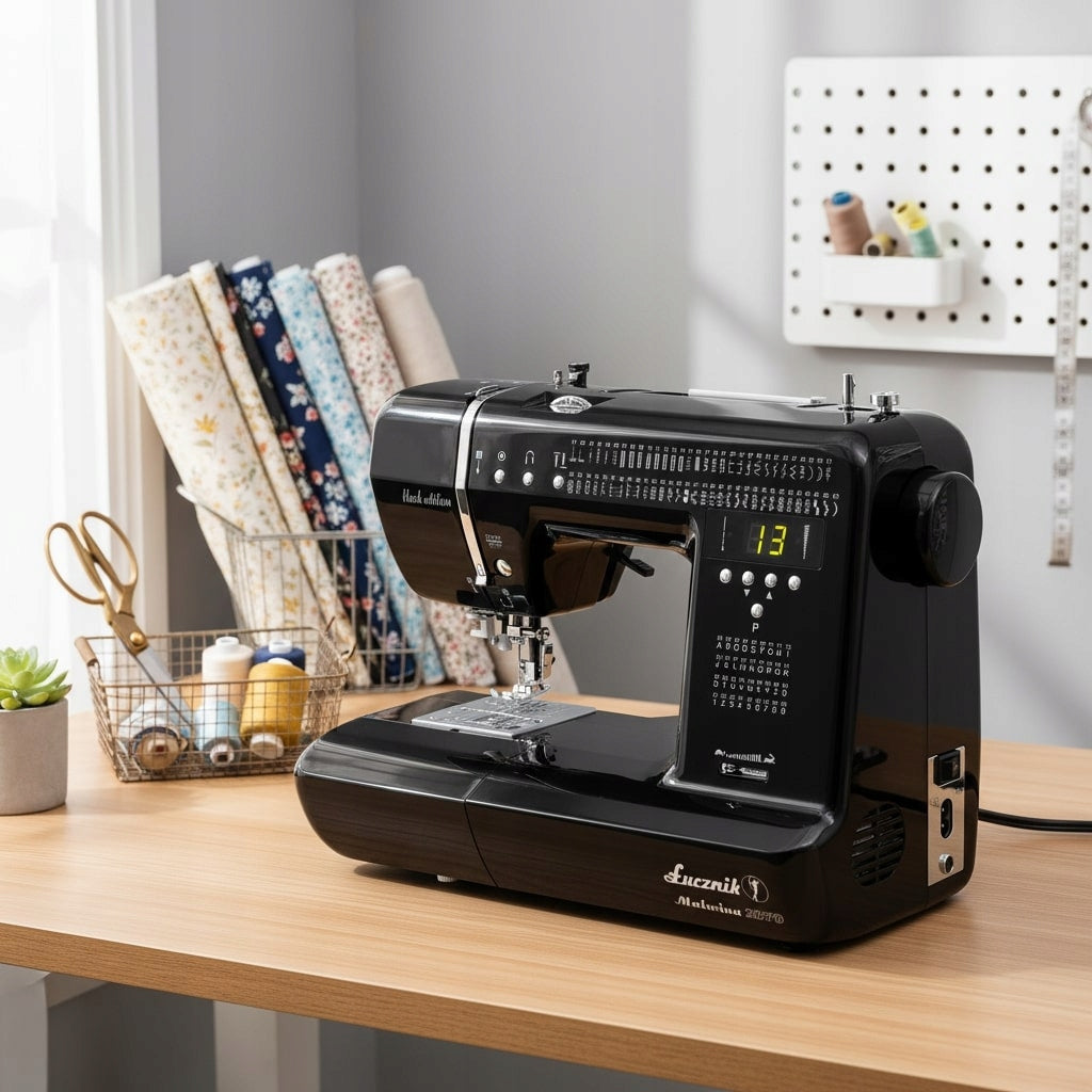 Łucznik Malwina Black sewing machine 99 stitches thick and light fabrics Brand Łucznik