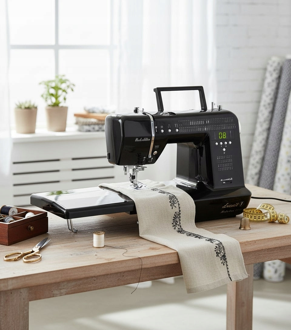 Łucznik Malwina Black sewing machine 99 stitches thick and light fabrics Model Malwina 2070 black edition