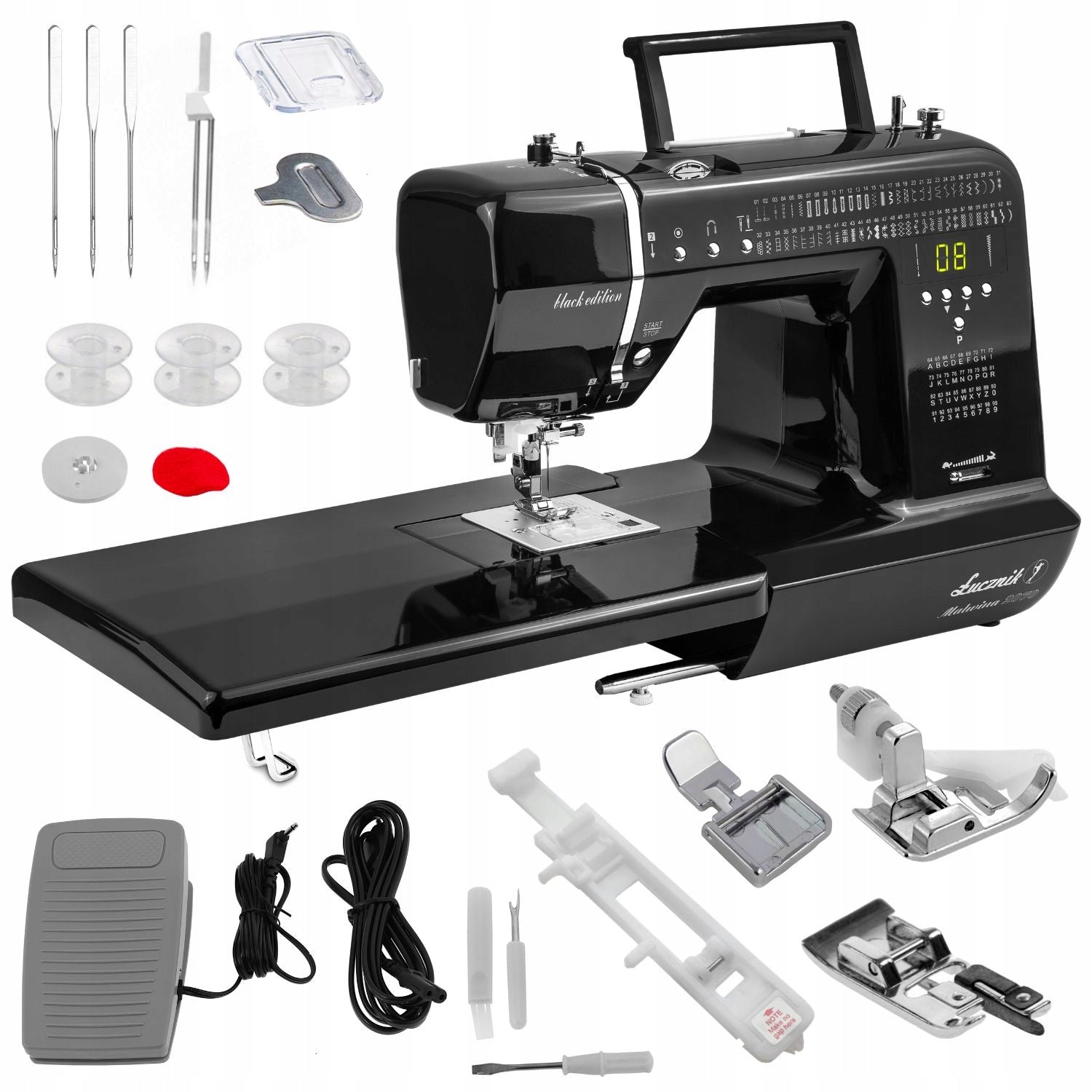 Łucznik Malwina Black sewing machine 99 stitches thick and light fabrics