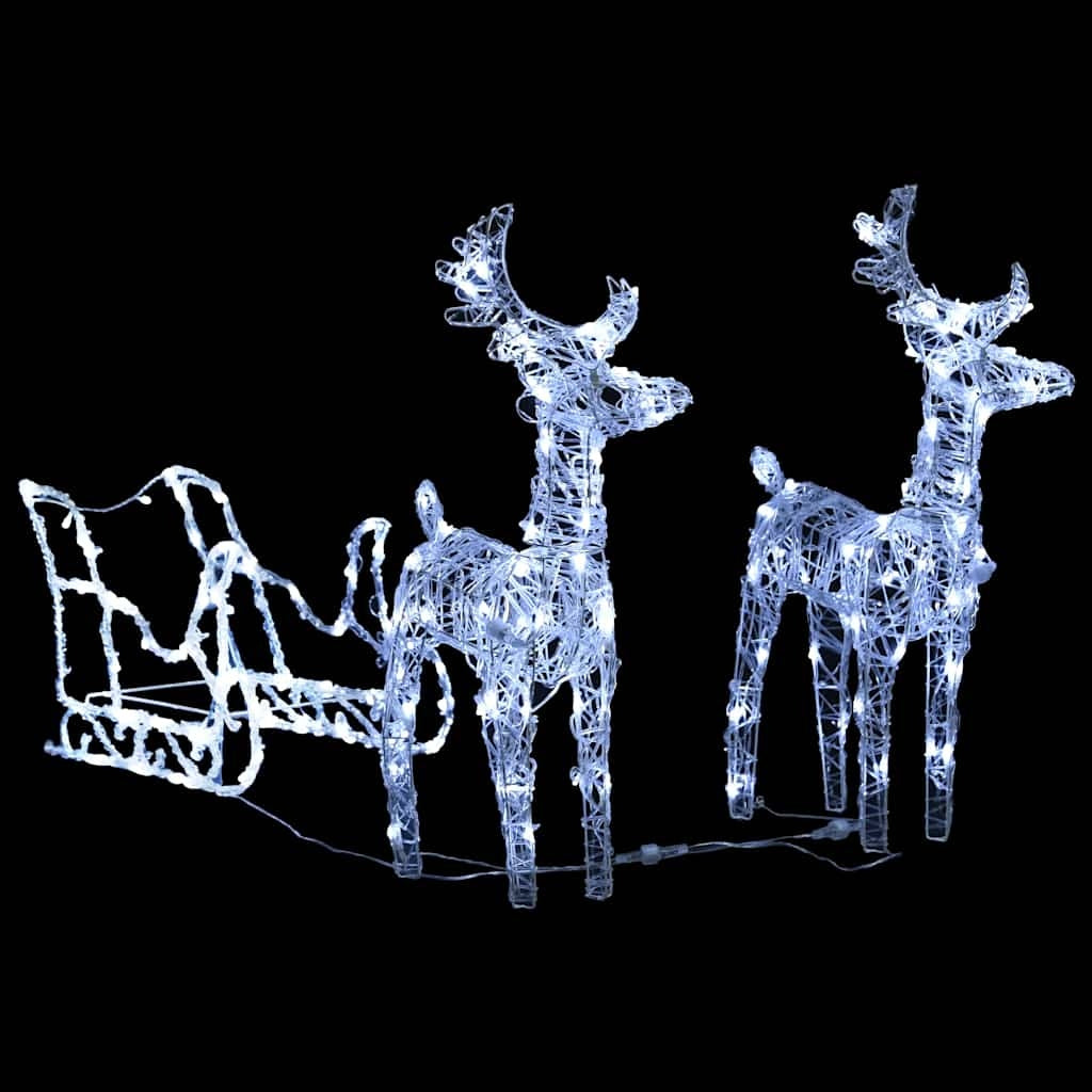 vidaXL Christmas decoration of reindeer with sleigh, 160 LED, 130 cm Brand VidaXL
