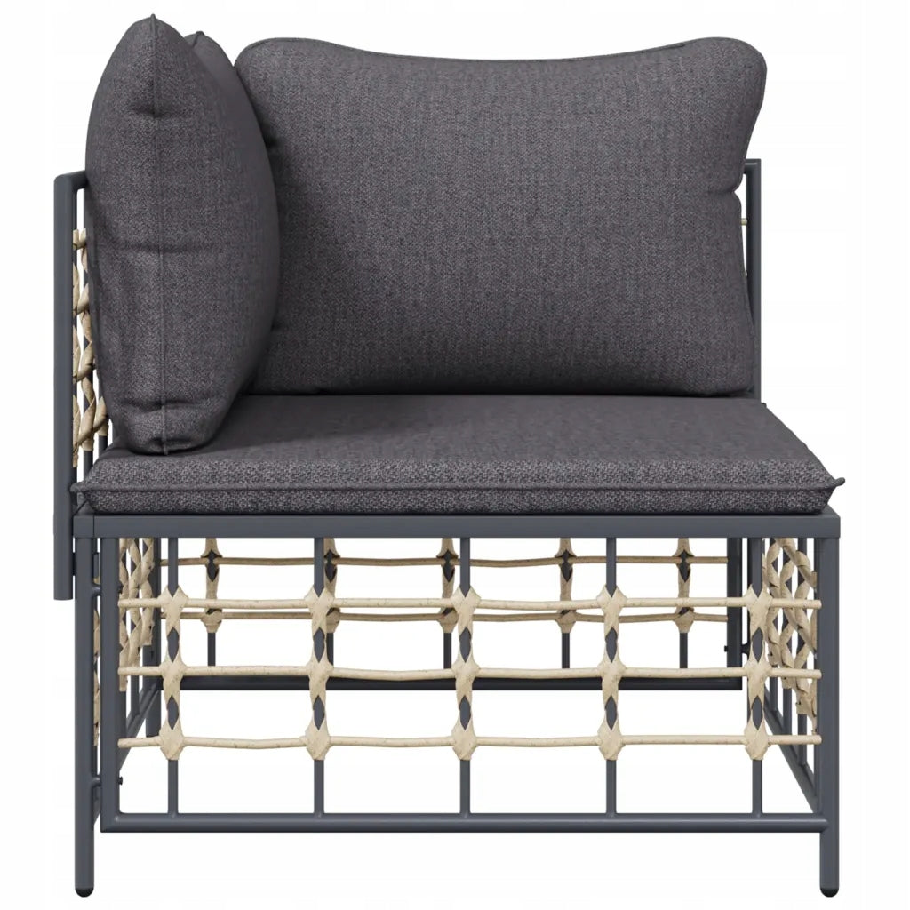 vidaXL Corner Garden Sofa Module, Dark Grey Cushions, Polyrattan Power supply rechargeable battery