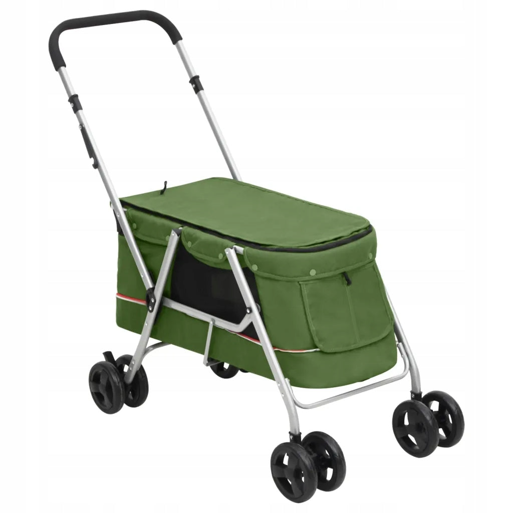vidaXL Folding dog stroller, green, 100x49x96 cm, linen fabric Brand VidaXL