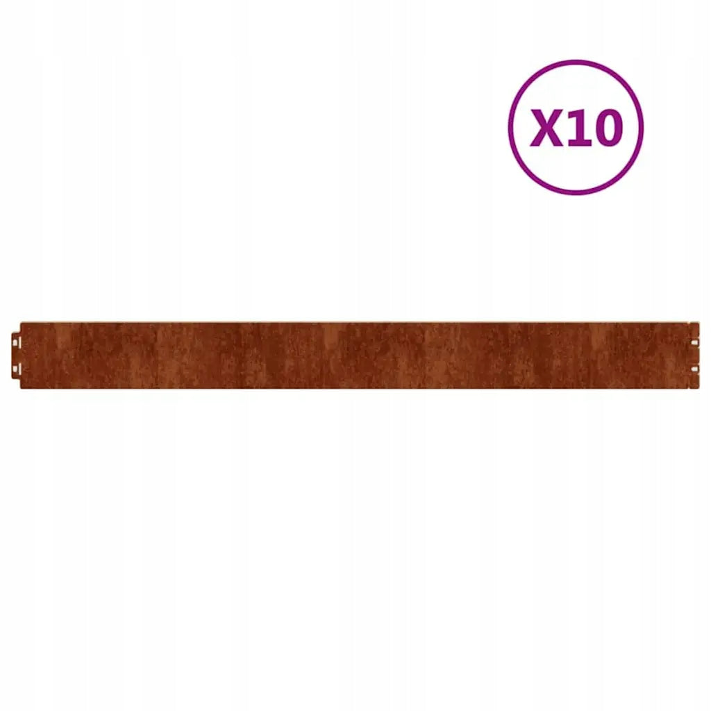vidaXL Lawn edging, 10 pcs, 10x103 cm, flexible, Corten steel Brand VidaXL