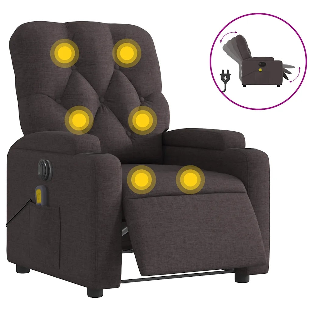 vidaXL Reclining massage chair, electric, dark brown, fabric Brand VidaXL