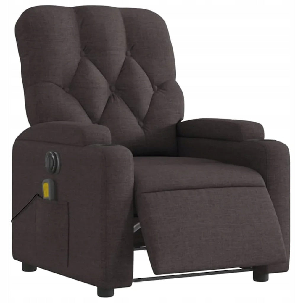 vidaXL Reclining massage chair, electric, dark brown, fabric Product depth 86.5 cm