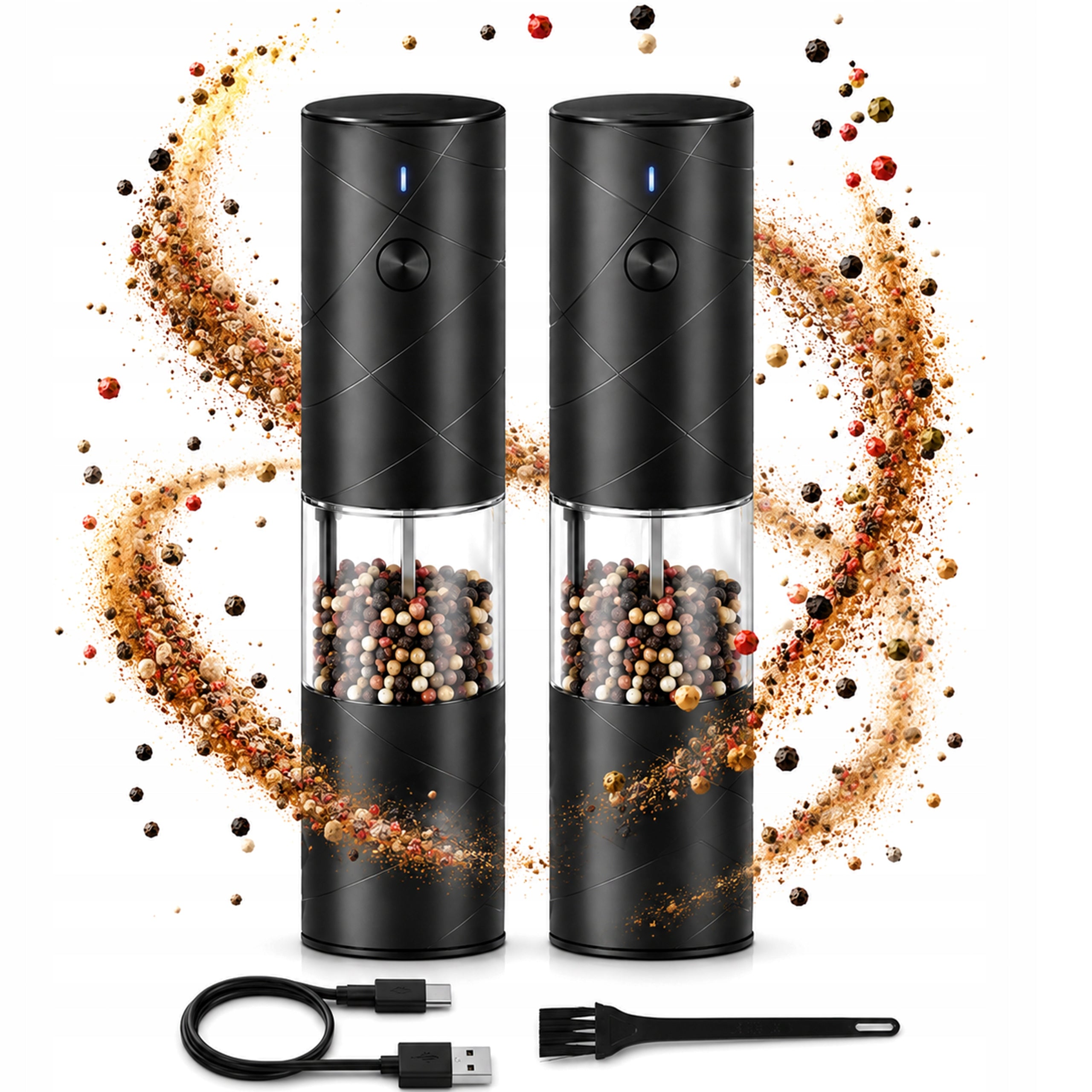 x2 Electric Salt and Pepper Grinder SALT PEPPER SPICES BATTERY