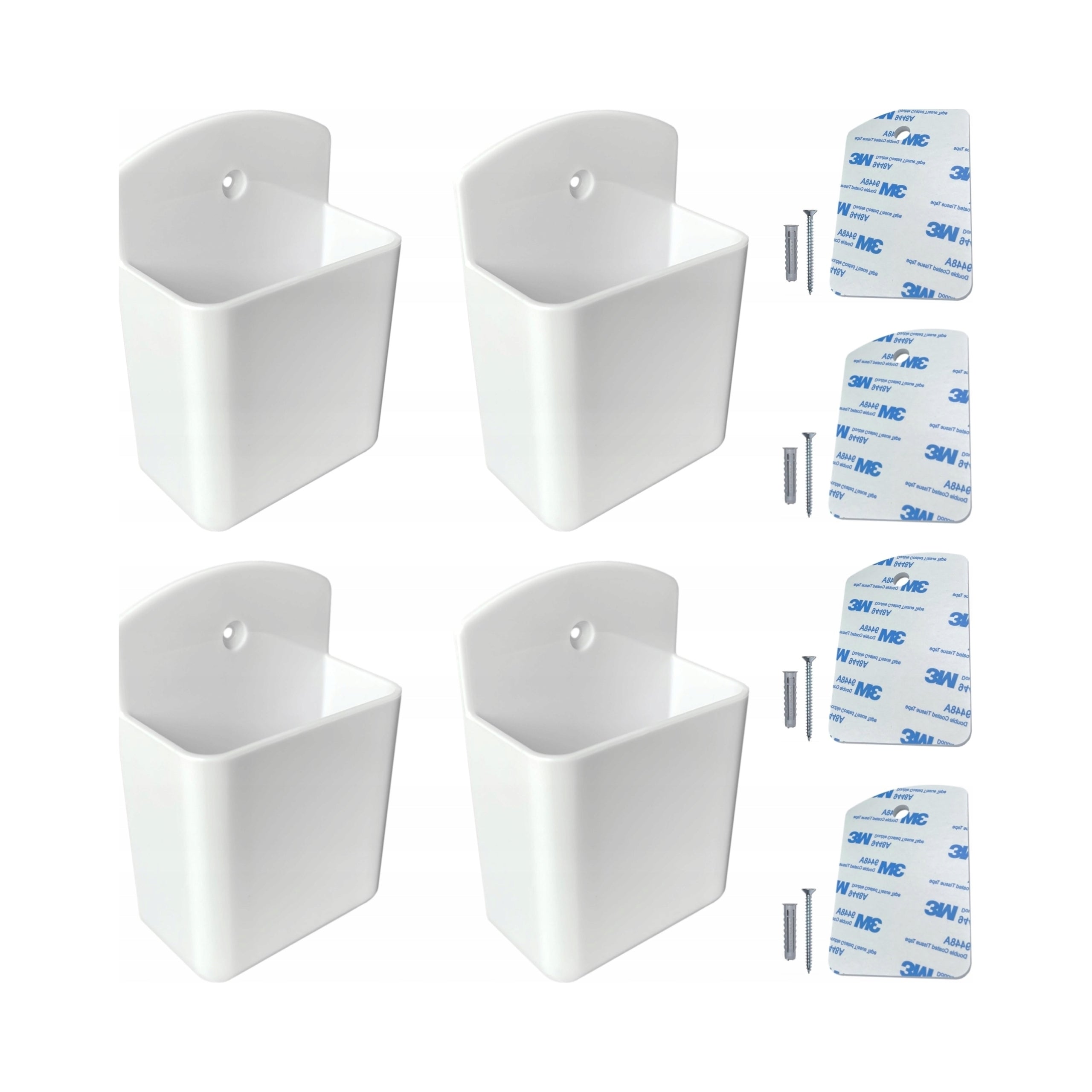 x4 WALL MOUNT HANGER REMOTE CONTROL ORGANIZER AUDIO LED SELF ADHESIVE WHITE