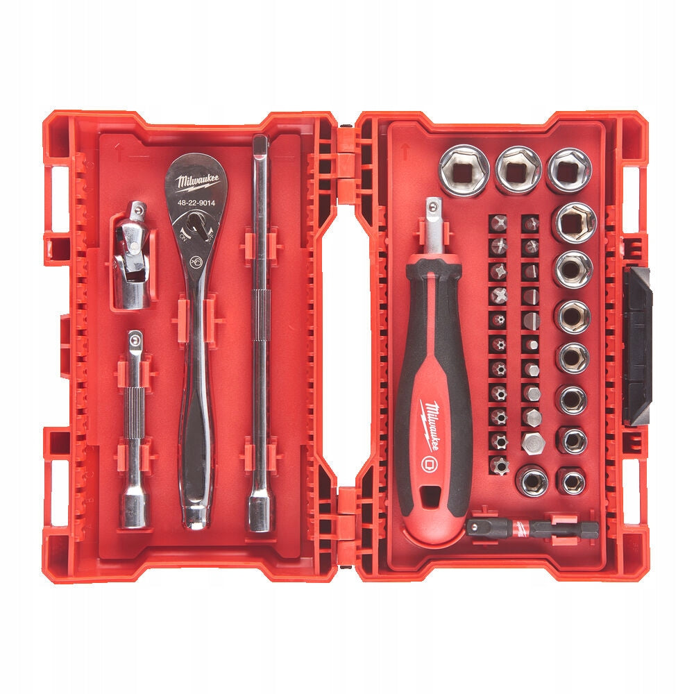 1/4" socket set with ratchet and bits (38 pcs) Milwaukee 4932479096