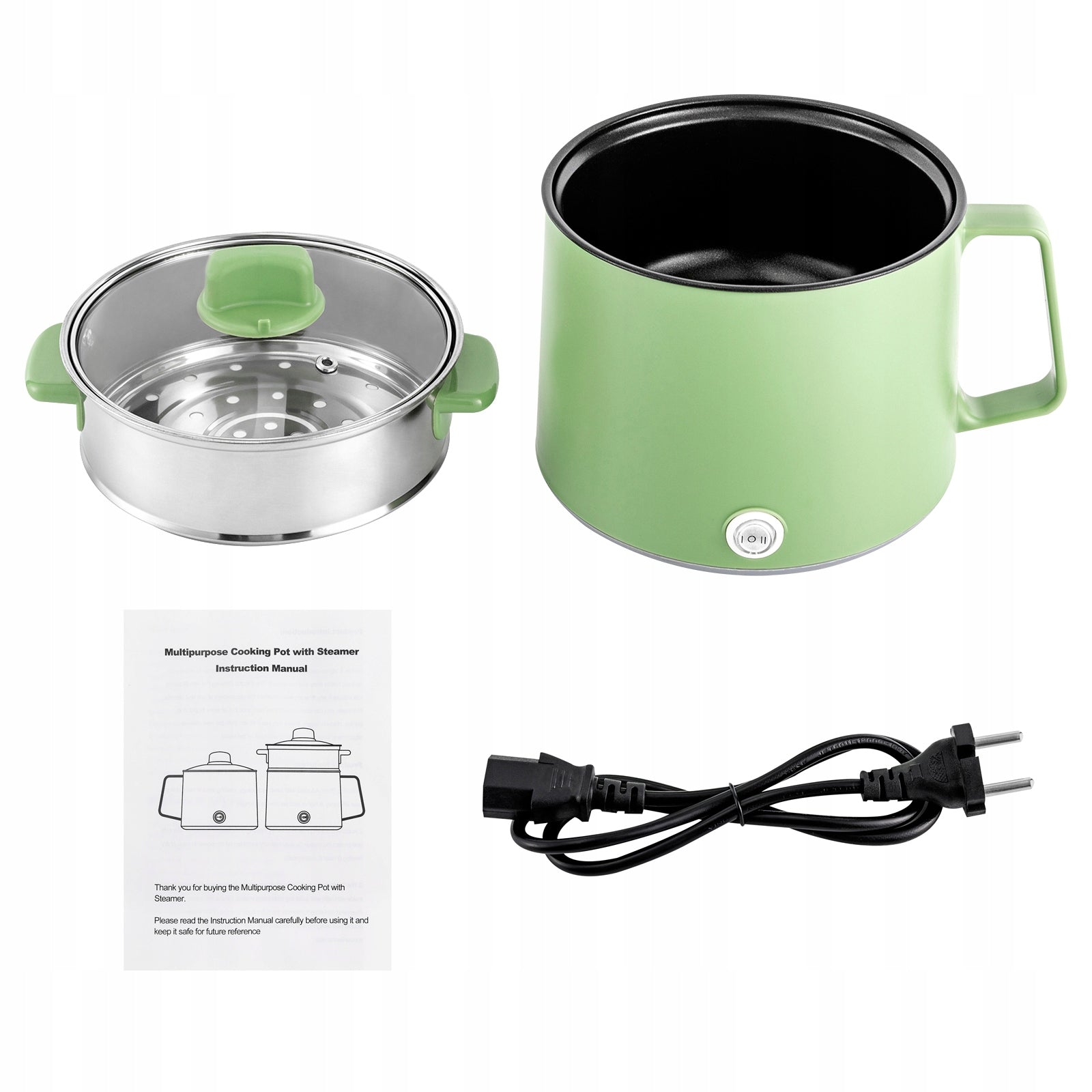 1.7L electric multicooker with anti-stick coating and Dominant color green