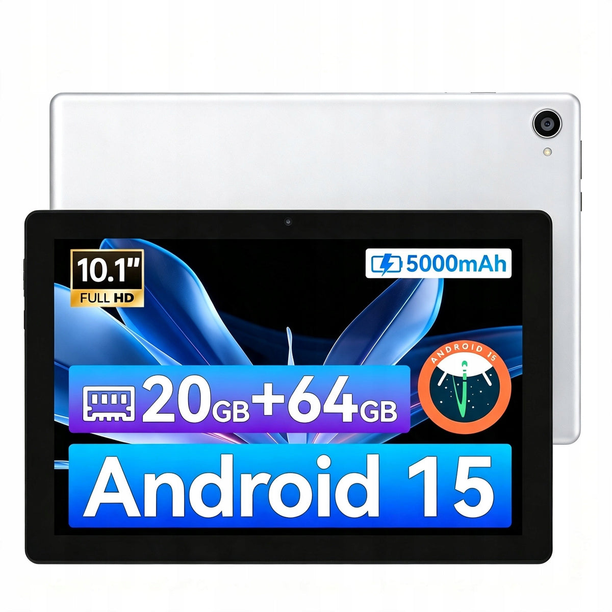 10.1" Android 15 Tablet 8-Core 20GB RAM 64GB ROM WiFi for Study 5000mAh