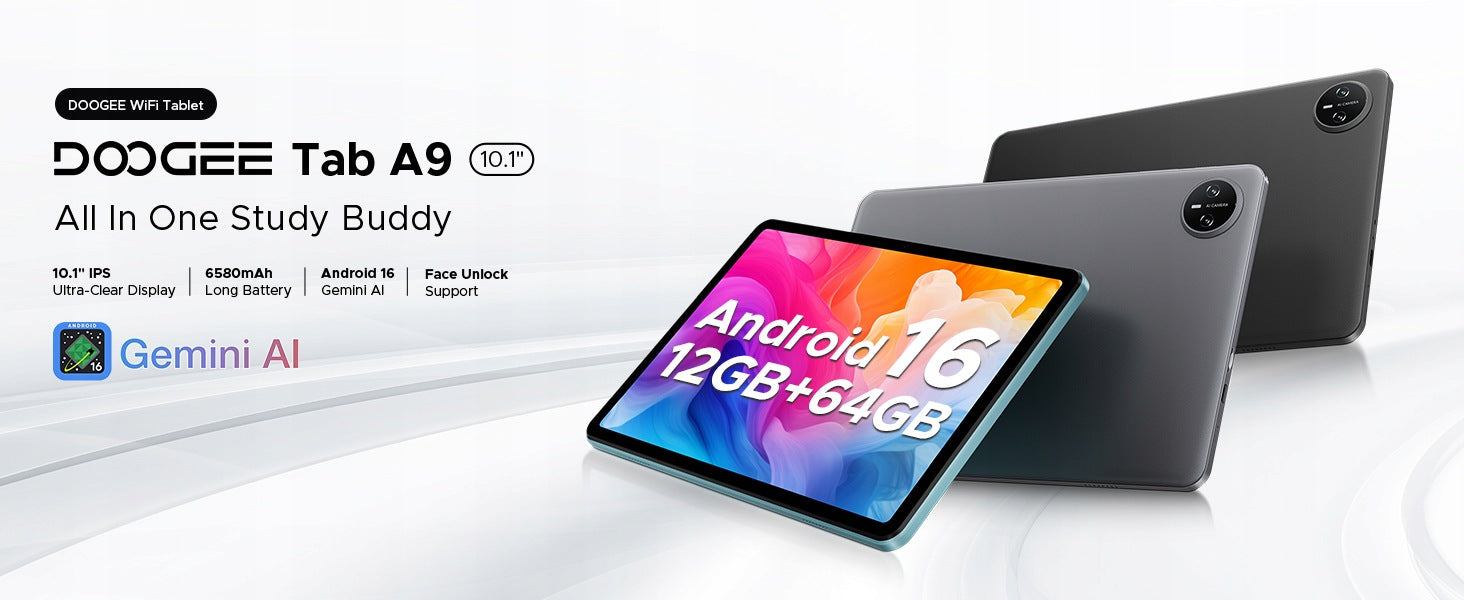 10.1-inch Tablet DOOGEE TAB A9 12GB/64GB 6580mAh WiFi5 Unisoc T310 Android 16 Brand DOOGEE
