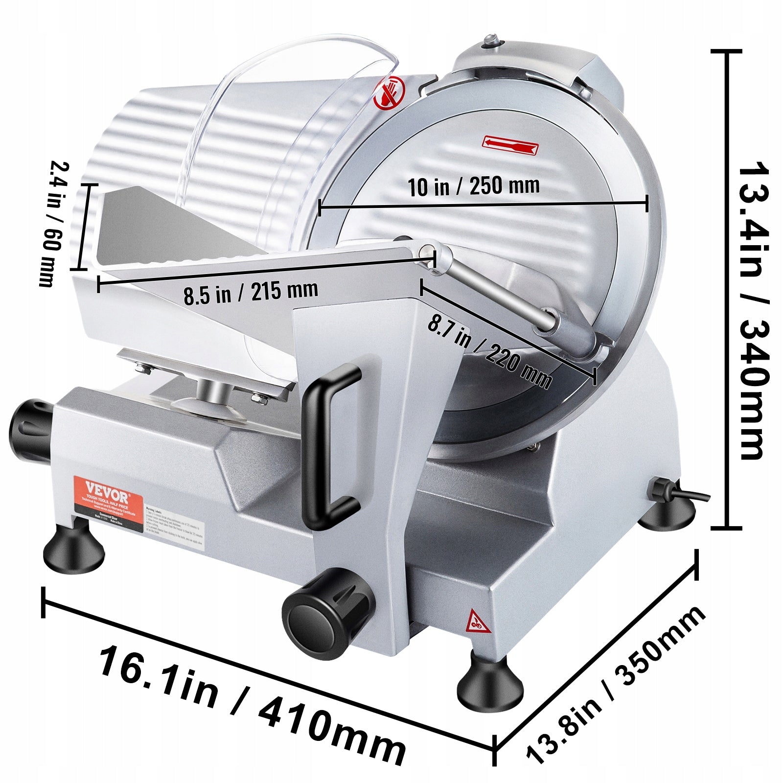 10" 240W Commercial Meat Slicer Carbon Steel Blade Adjustable Thickness EAN (GTIN) 197988813576