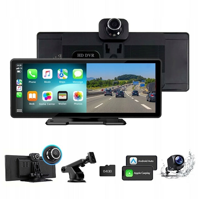 10.26" Universal Screen Wireless CarPlay Android Auto DVR Backup Camera