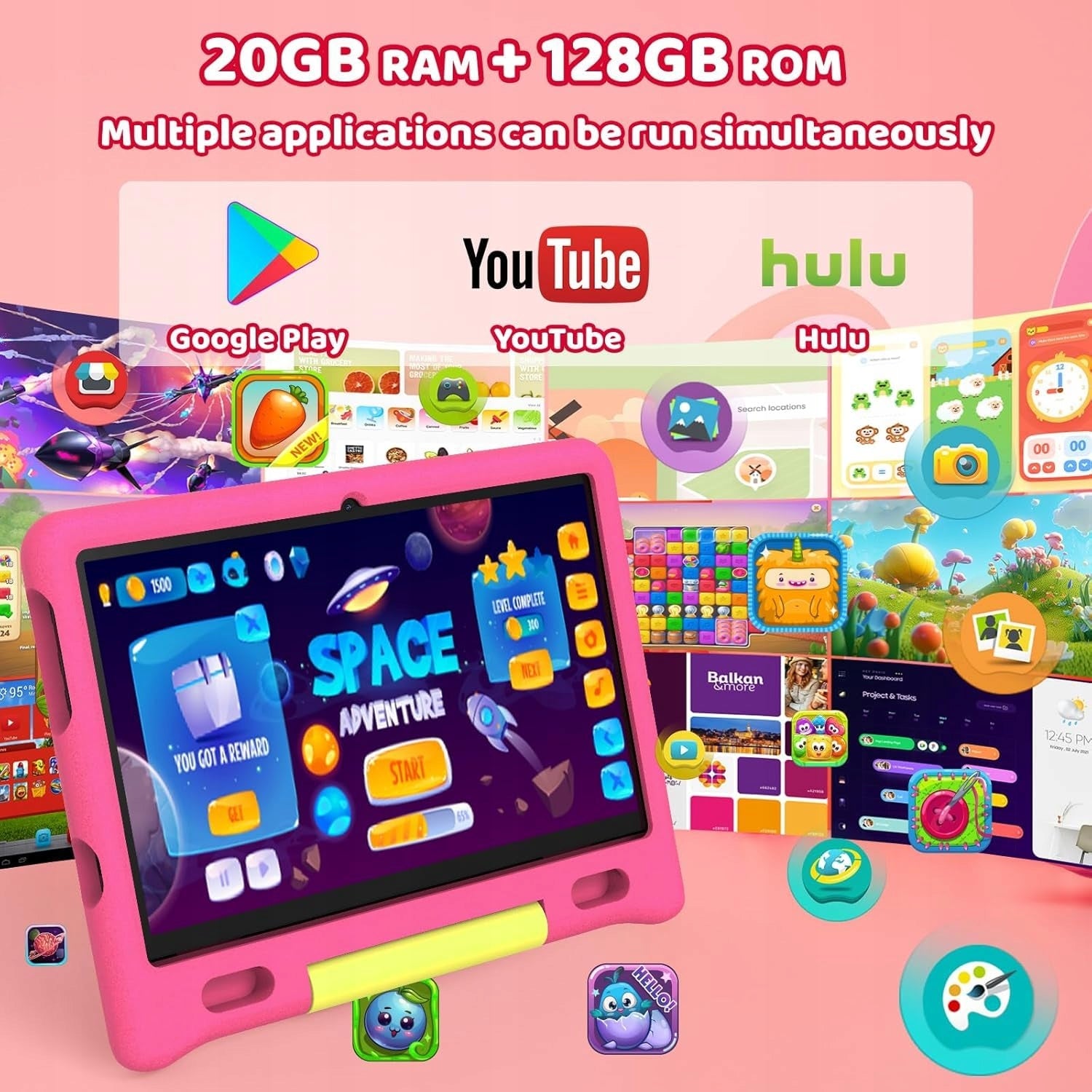10" Android 15 Tablet for Kids Parental Controls Case with Stand 20GB RAM Operating system version Android 15
