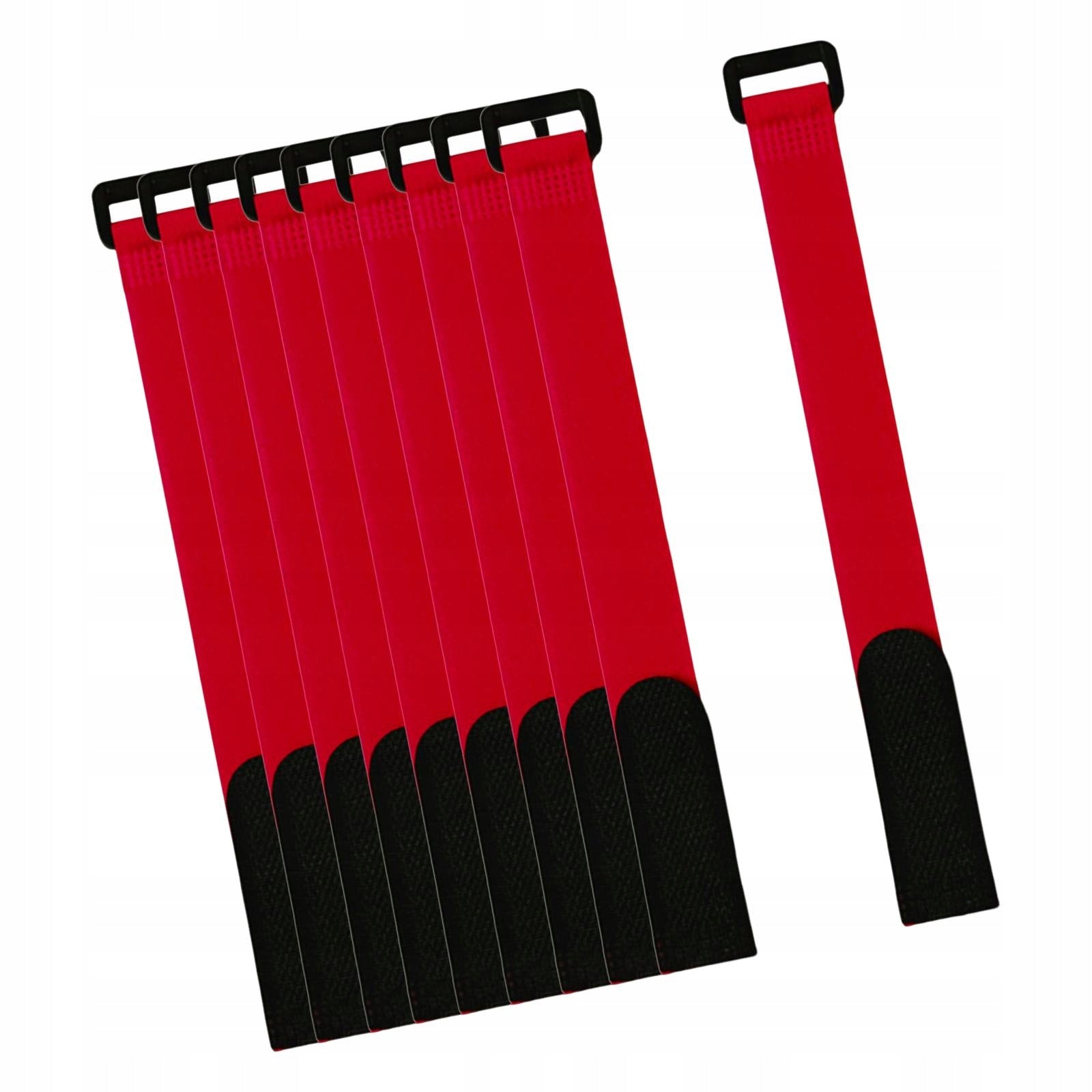10 Pcs Fishing Rod Belt Bands Ties Straps Stickers with Hoop for Red 20x2cm Packaging status no packaging