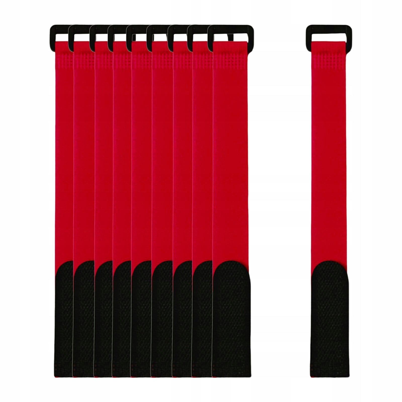 10 Pcs Fishing Rod Belt Bands Ties Straps Stickers with Hoop for Red 20x2cm