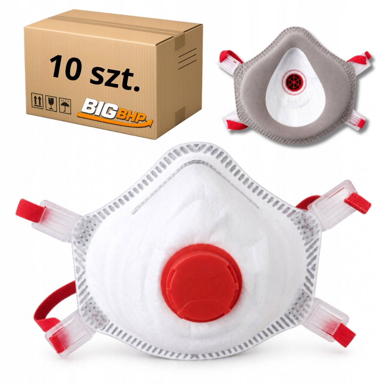 10 x FFP3 DUST MASK with valve, with gasket, strong