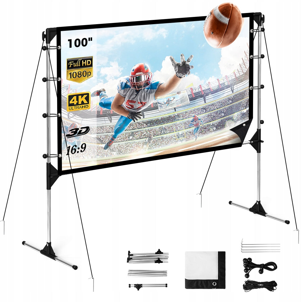 100 INCH 16:9 PORTABLE PROJECTION SCREEN 220 x 125cm WITH STAND