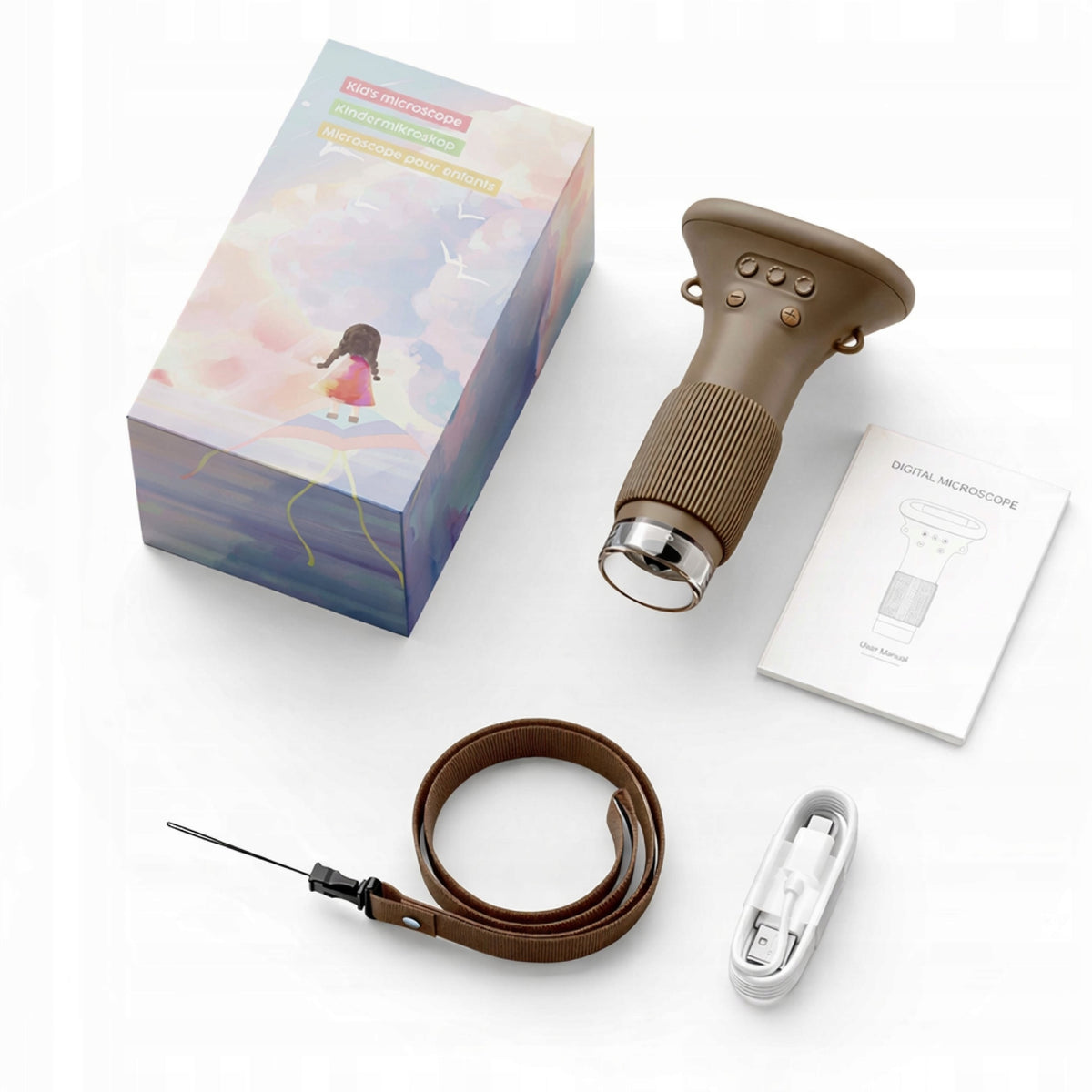1000x Kids Digital Microscope LCD USB LED With HD Screen Educational Manufacturer code 372 Brązowy