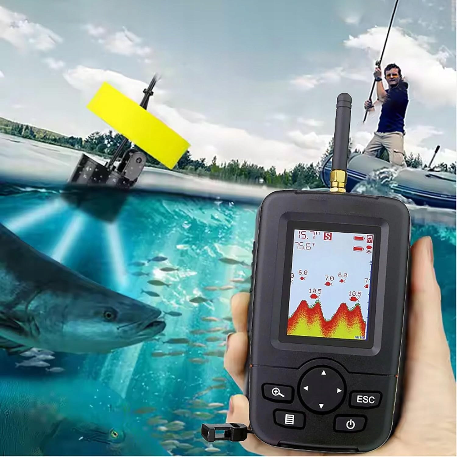 100M WIRELESS ECHO SOUNDER WITH SONAR DETECTOR FOR BOAT WITH BAIT Manufacturer code Smart Sonar PRO