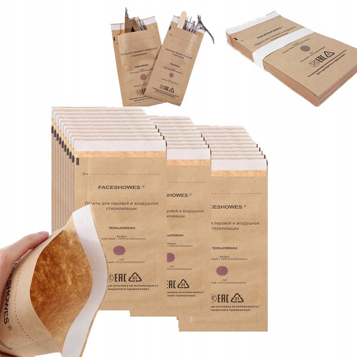 100X Paper STERILIZATION Bags 75 x 150mm
