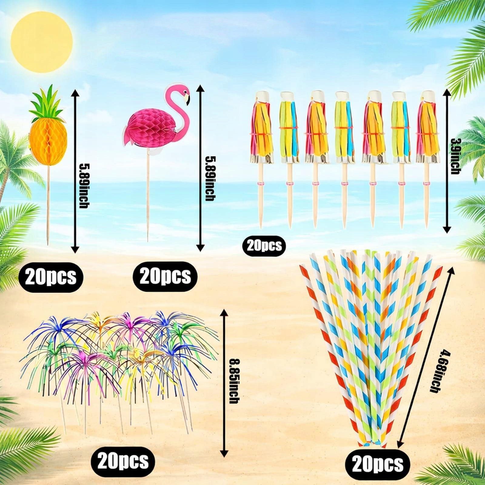 100pcs Cocktail Decorations Tropical Snack Drink Decorations Packaging status original