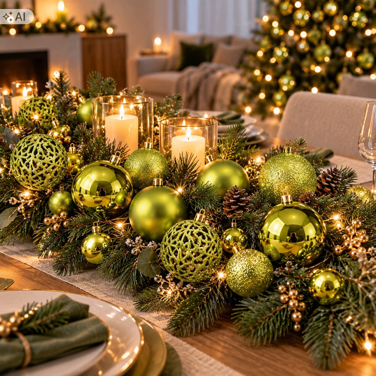 100x CHRISTMAS TREE BAUBLES GREEN LIME SET CHRISTMAS TREE ORNAMENTS SET XXL Packaging status original