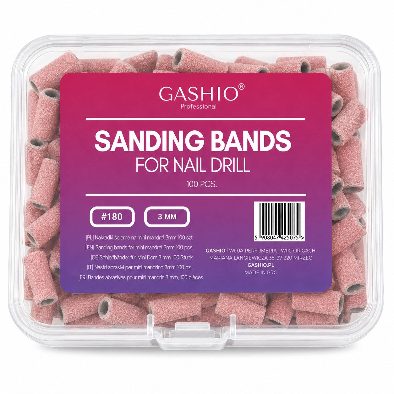 100x Caps Abrasive Pads Mini Cylinder Mandrel Powder Pink - #180 3mm Packaging status original