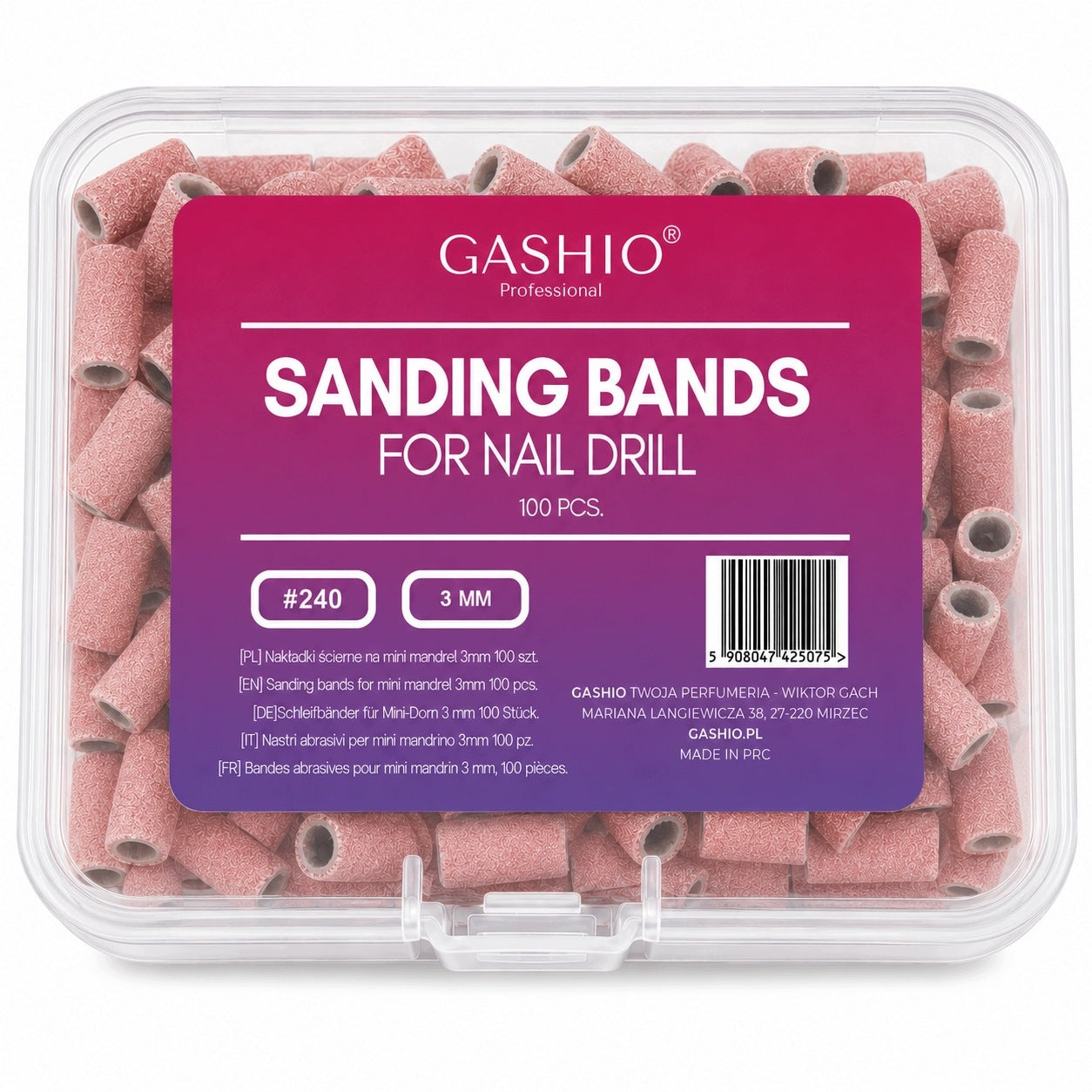 100x Caps Abrasive Pads Mini Cylinder Mandrel Powder Pink - #240 3mm Packaging status original